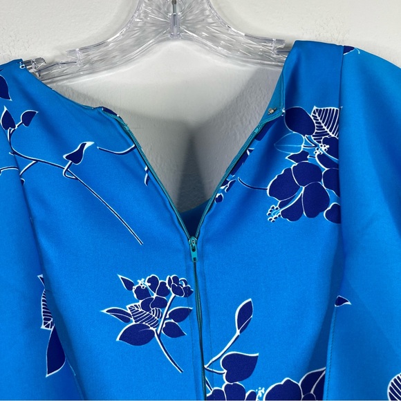 Vintage Liberty House Dress Women's Blue 10 Hawaiian Floral Maxi Kimono Sleeve - Picture 10 of 11
